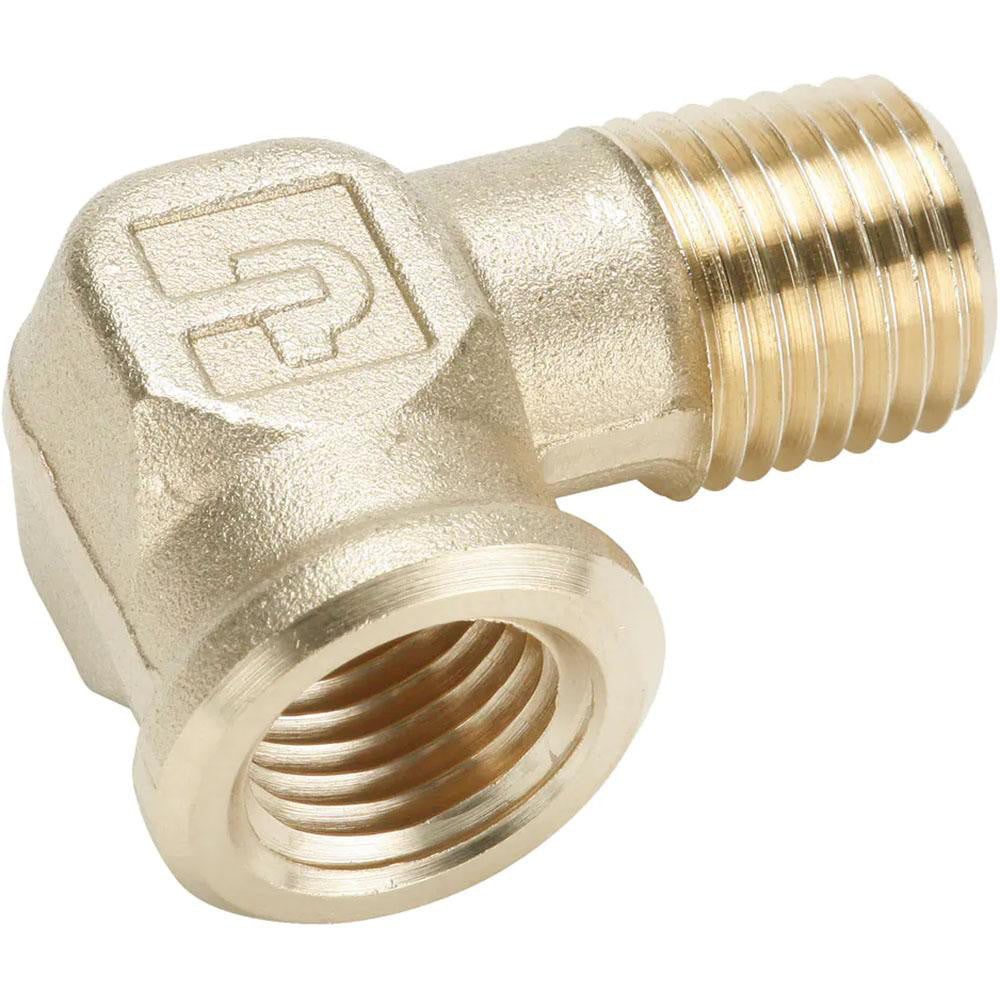 Parker 1202P-6-6 Industrial Pipe 90 &deg Street Elbow 3/8" Female Thread, 3/8" Male Thread, MNPTF x FNPTF