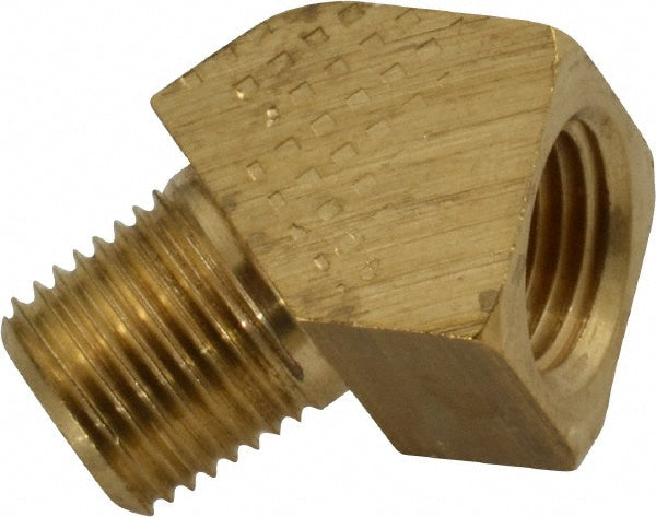 Parker 2214P-2-2 Industrial Pipe 45 &deg Street Elbow 1/8" Female Thread, 1/8" Male Thread, MNPTF x FNPTF