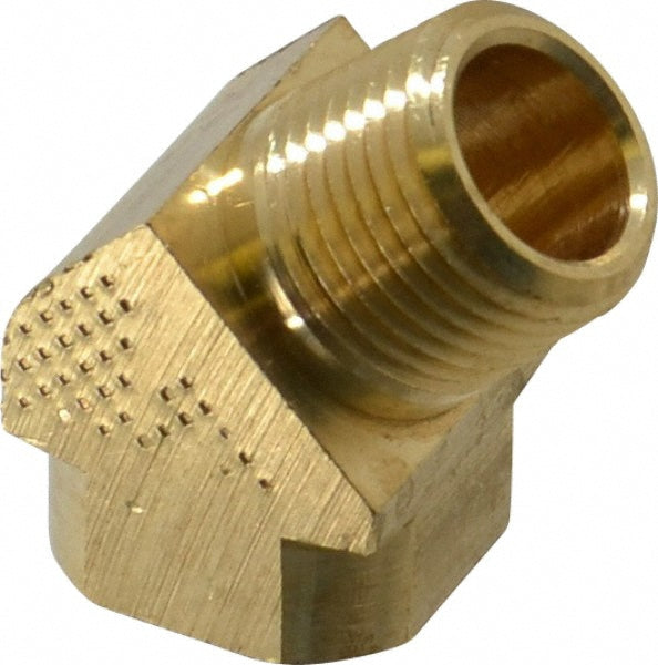 Parker 2214P-6-6 Industrial Pipe 45 &deg Street Elbow 3/8" Female Thread, 3/8" Male Thread, MNPTF x FNPTF
