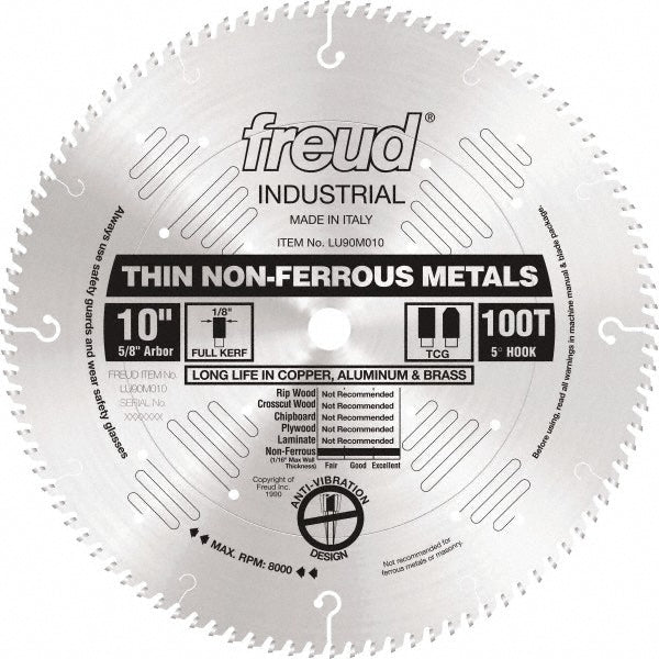 Freud LU90M010 Wet & Dry Cut Saw Blade 10" Dia, 5/8" Arbor Hole, 0.126" Kerf Width, 100 Teeth