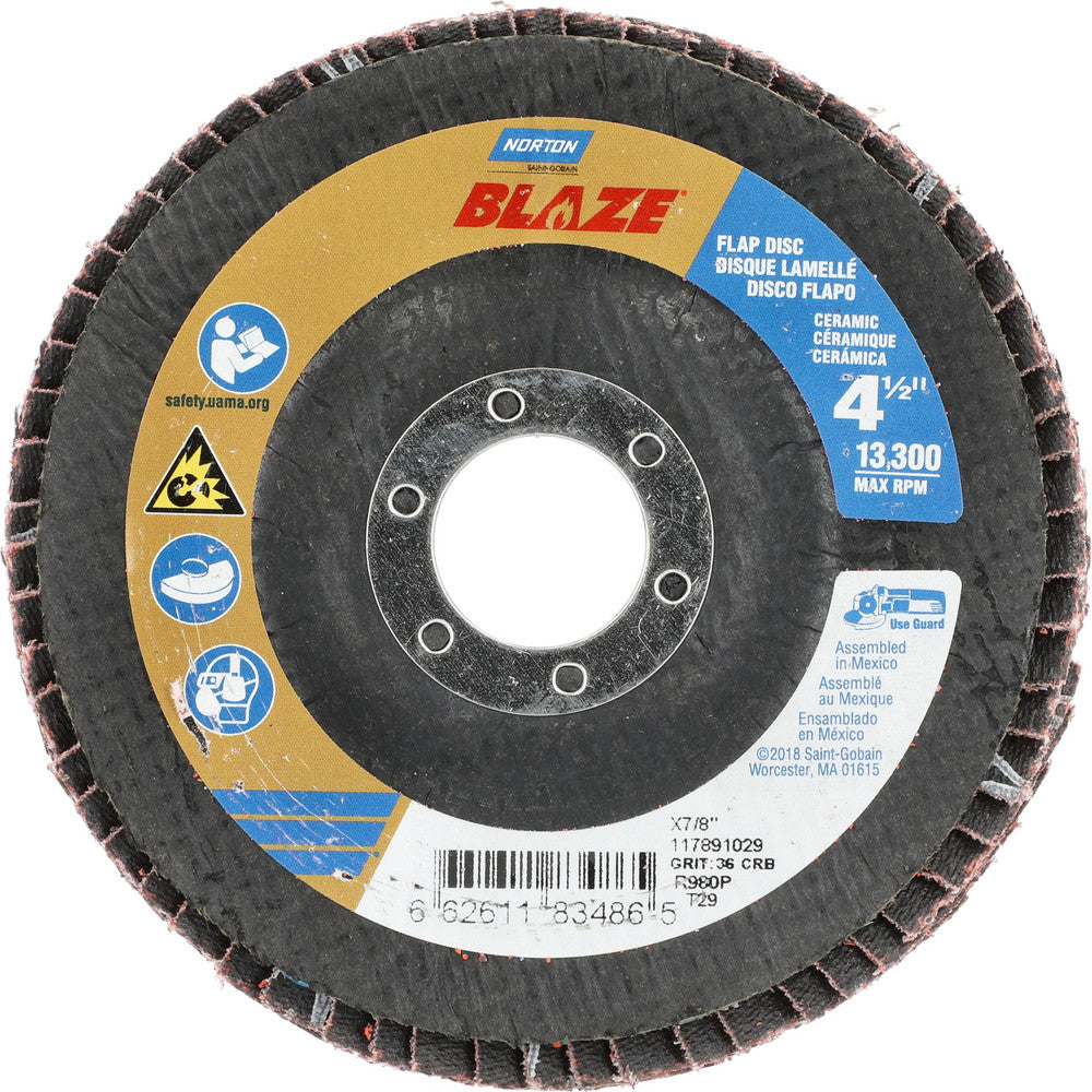 Norton 66261183486 Flap Disc 7/8" Hole, 36 Grit, Ceramic, Type 29