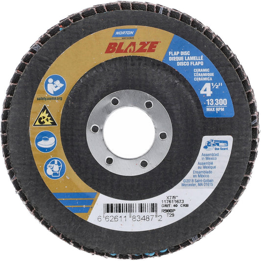 Norton 66261183487 Flap Disc 7/8" Hole, 40 Grit, Ceramic, Type 29