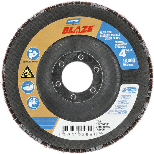 Norton 66261183489 Flap Disc 7/8" Hole, 80 Grit, Ceramic, Type 29
