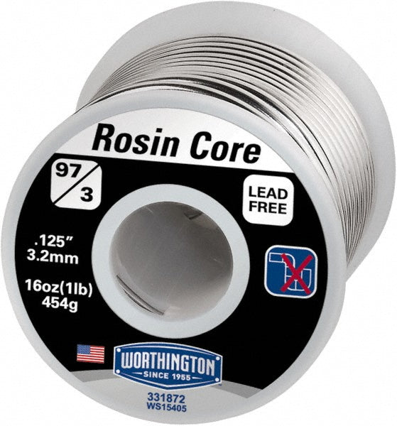 Worthington 331872 Rosin Core Solder Tin, 1/8" Dia