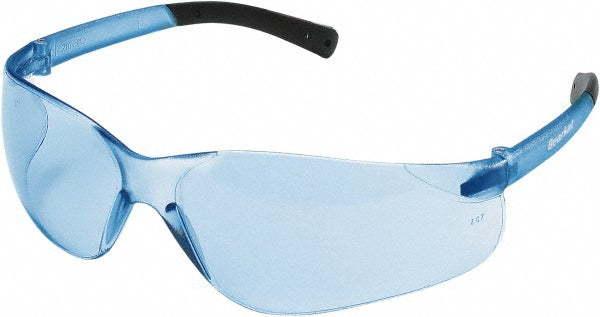 MCR Safety BK213 Safety Glasses Scratch-Resistant, Polycarbonate, Blue Lenses, Frameless