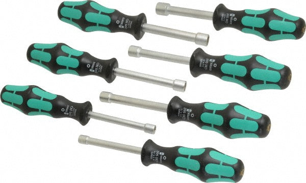 Wera 05345230001 Nut Driver Set 7 Pc, 3/16 to 1/2", Hollow Shaft, Ergonomic Handle