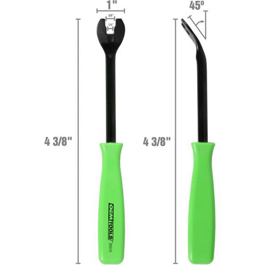 OEM Tools 25313 Automotive Hand Tools & Sets Tool Type Door Panel Remover  Color Black High-Visibility Lime  Inside Diameter 0.25in  Material Chromium-Vanadium Steel High-Carbon Steel  Outside Diameter 1in  Includes 45 Degree Door Panel Remover Tool