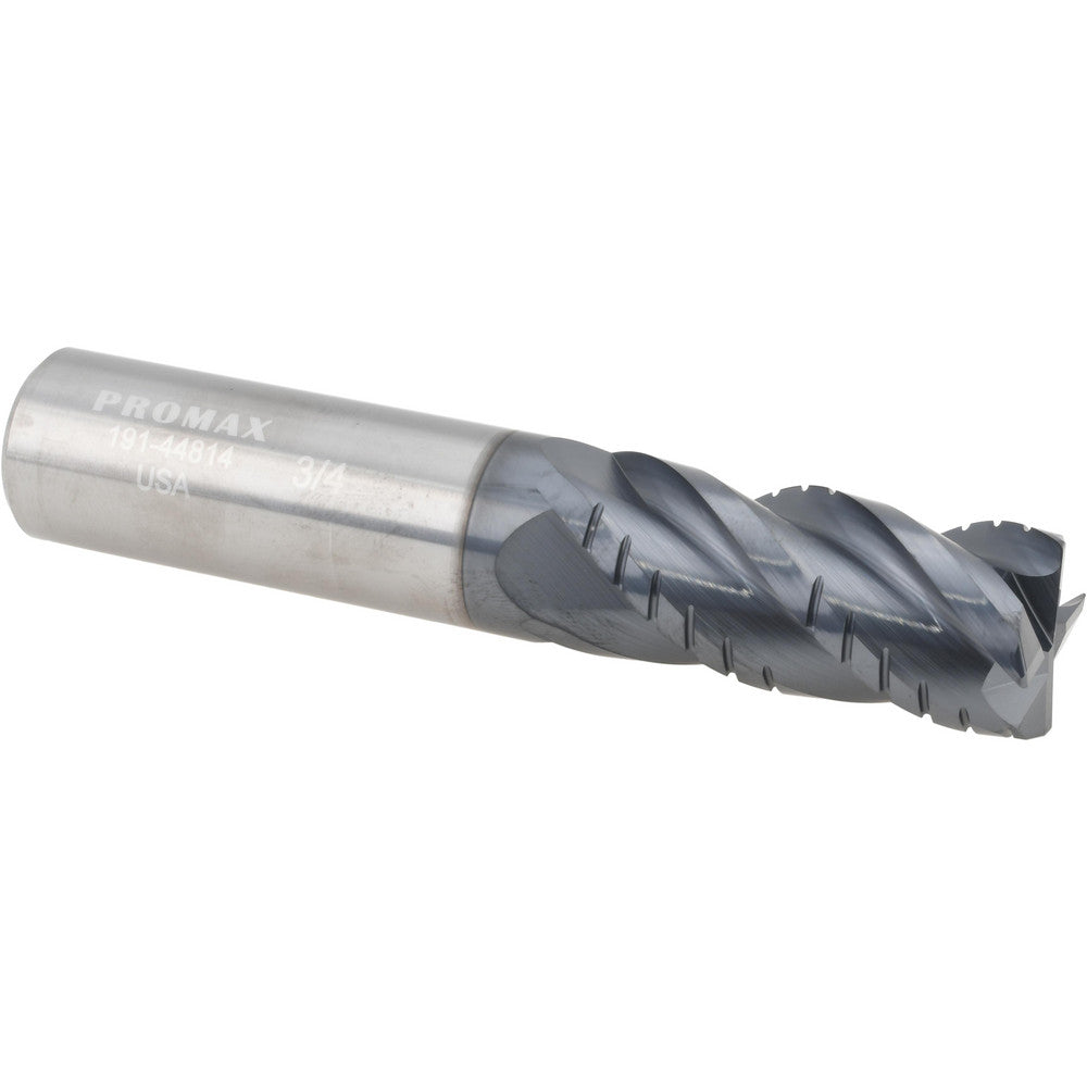 ProMax 191-44814 Roughing & Finishing End Mill 3/4" Dia, 4 Flutes, 0.03" Corner Radius, Corner Radius End, Chipbreaker, Solid Carbide
