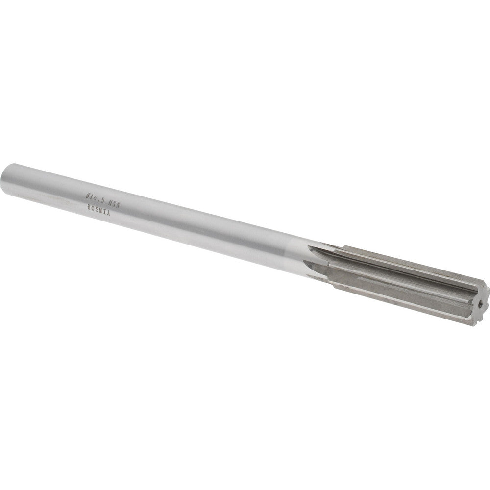 Value Collection SM0501650 Chucking Reamer 16.50 mm Dia, 9" OAL, 2-1/4" Flute Length, Straight Flute, Straight-Cylindrical Shank, HSS