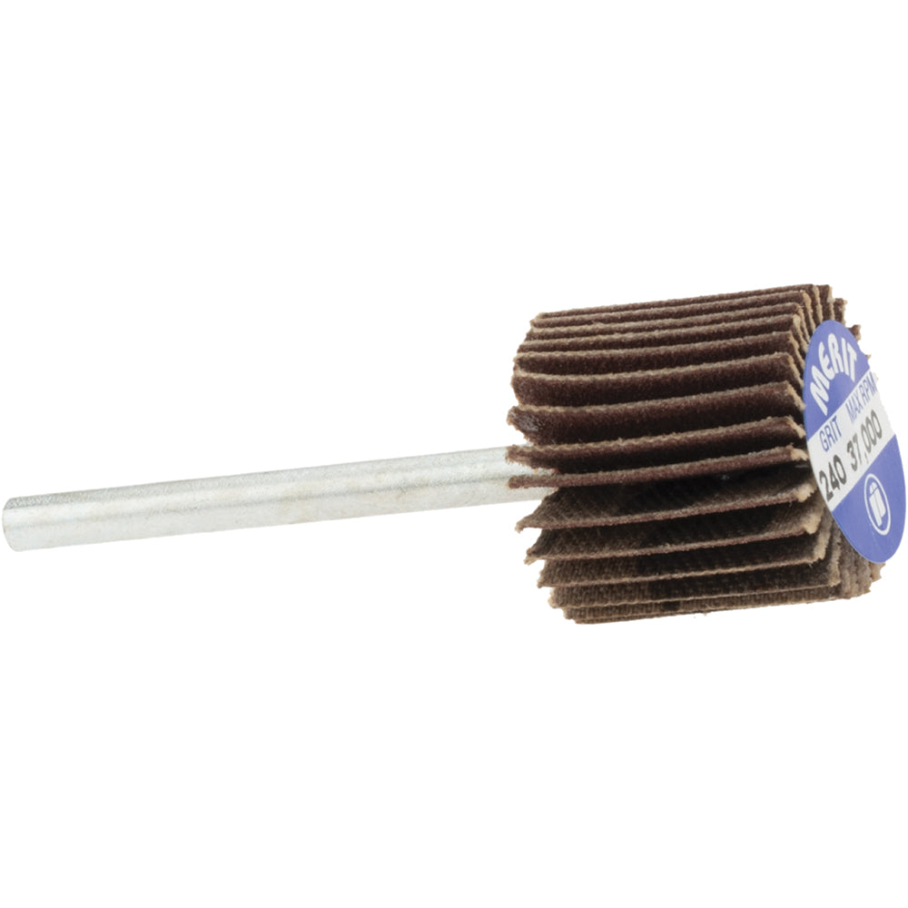 Merit Abrasives 08834137484 Mounted Flap Wheel 5/8" Dia, 5/8" Face Width, 240 Grit, Aluminum Oxide