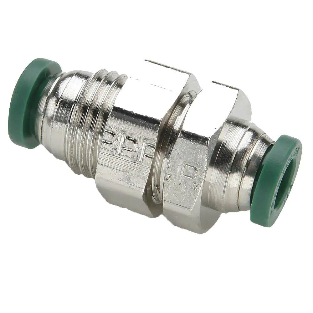 Parker 62PLPBH-4 Push-To-Connect Tube to Tube Tube Fitting Bulkhead Union, 1/4" OD