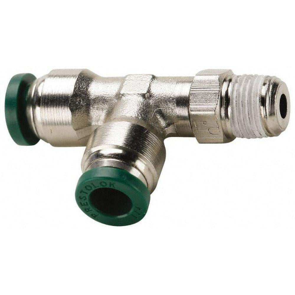 Parker W171PLP-8-8 Push-To-Connect Tube to Male & Tube to Male NPT Tube Fitting Male Run Tee, 1/2" Thread, 1/2" OD