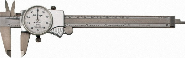 Mitutoyo 505-742J Dial Caliper 6", 0.001000" Graduation, 0.1" per Revolution, 0.0010" Accuracy, Stainless Steel Jaws