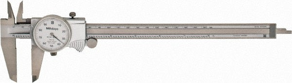 Mitutoyo 505-743J Dial Caliper 8", 0.001000" Graduation, 0.1" per Revolution, 0.0020" Accuracy, Stainless Steel Jaws