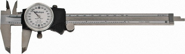 Mitutoyo 505-740J Dial Caliper 6", 0.001000" Graduation, 0.2" per Revolution, 0.0010" Accuracy, Stainless Steel Jaws