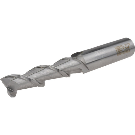Hertel GG071028 Square End Mill 7/16'' Dia, 1-3/4'' LOC, 1/2'' Shank Dia, 3-3/4'' OAL, 2 Flutes, High Speed Steel