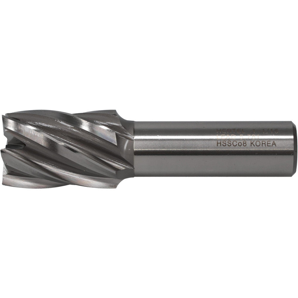 Hertel E299914037 Square End Mill 1-1/16'' Dia, 1-1/2'' LOC, 3/4'' Shank Dia, 3-7/8'' OAL, 6 Flutes, Cobalt