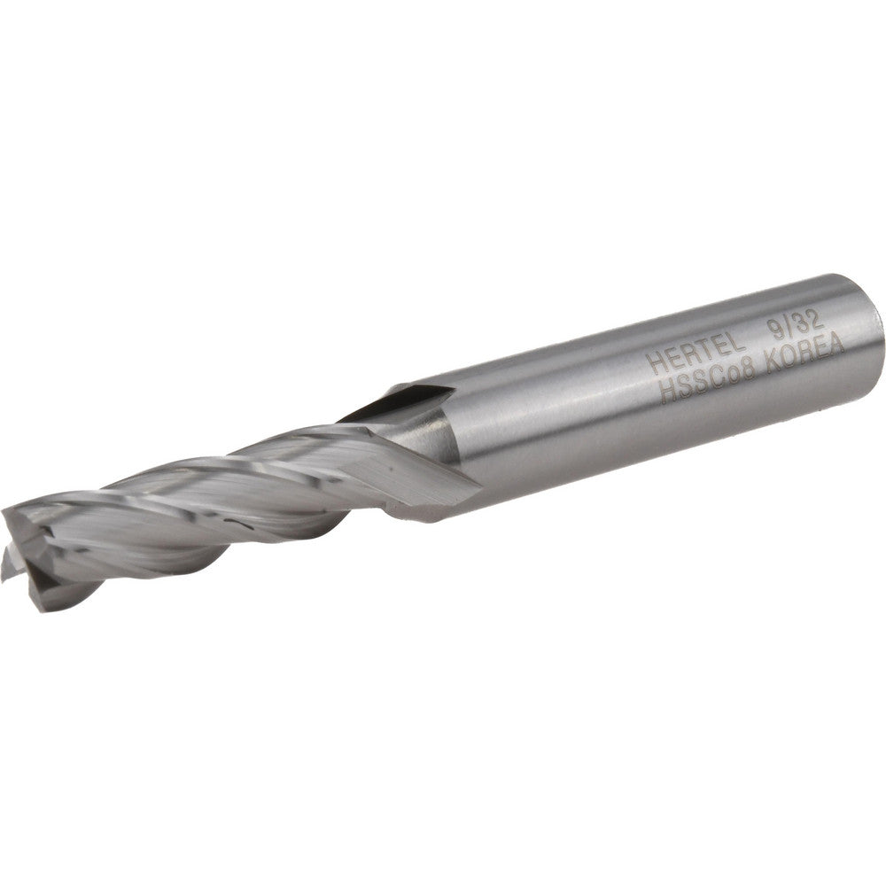 Hertel GG03901819 Square End Mill 9/32'' Dia, 1'' LOC, 3/8'' Shank Dia, 2-3/4'' OAL, 4 Flutes, Cobalt