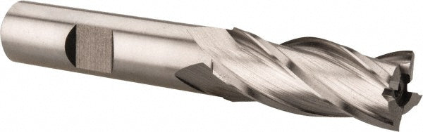 Hertel E2031036 Square End Mill 9/16'' Dia, 1-3/8'' LOC, 1/2'' Shank Dia, 3-3/8'' OAL, 4 Flutes, Cobalt
