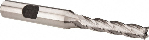 Hertel 81825168 Square End Mill 1/4'' Dia, 1-1/4'' LOC, 3/8'' Shank Dia, 3-1/8'' OAL, 4 Flutes, Cobalt