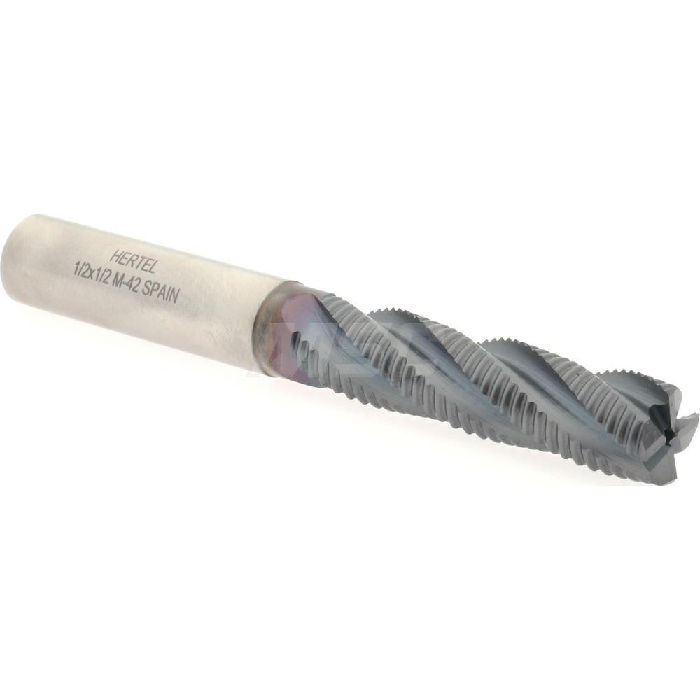 Hertel 84511831 Roughing End Mill 1/2" Dia, 4 Flute, Single End, Cobalt