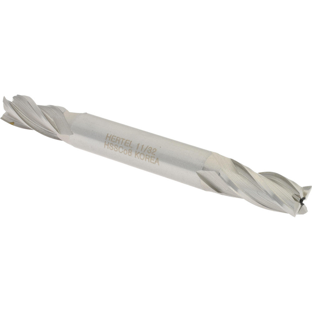 Hertel E2051022 Square End Mill 11/32'' Dia, 3/4'' LOC, 3/8'' Shank Dia, 3-1/2'' OAL, 4 Flutes, Cobalt