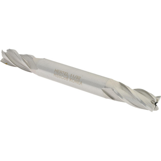 Hertel E2051022 Square End Mill 11/32'' Dia, 3/4'' LOC, 3/8'' Shank Dia, 3-1/2'' OAL, 4 Flutes, Cobalt
