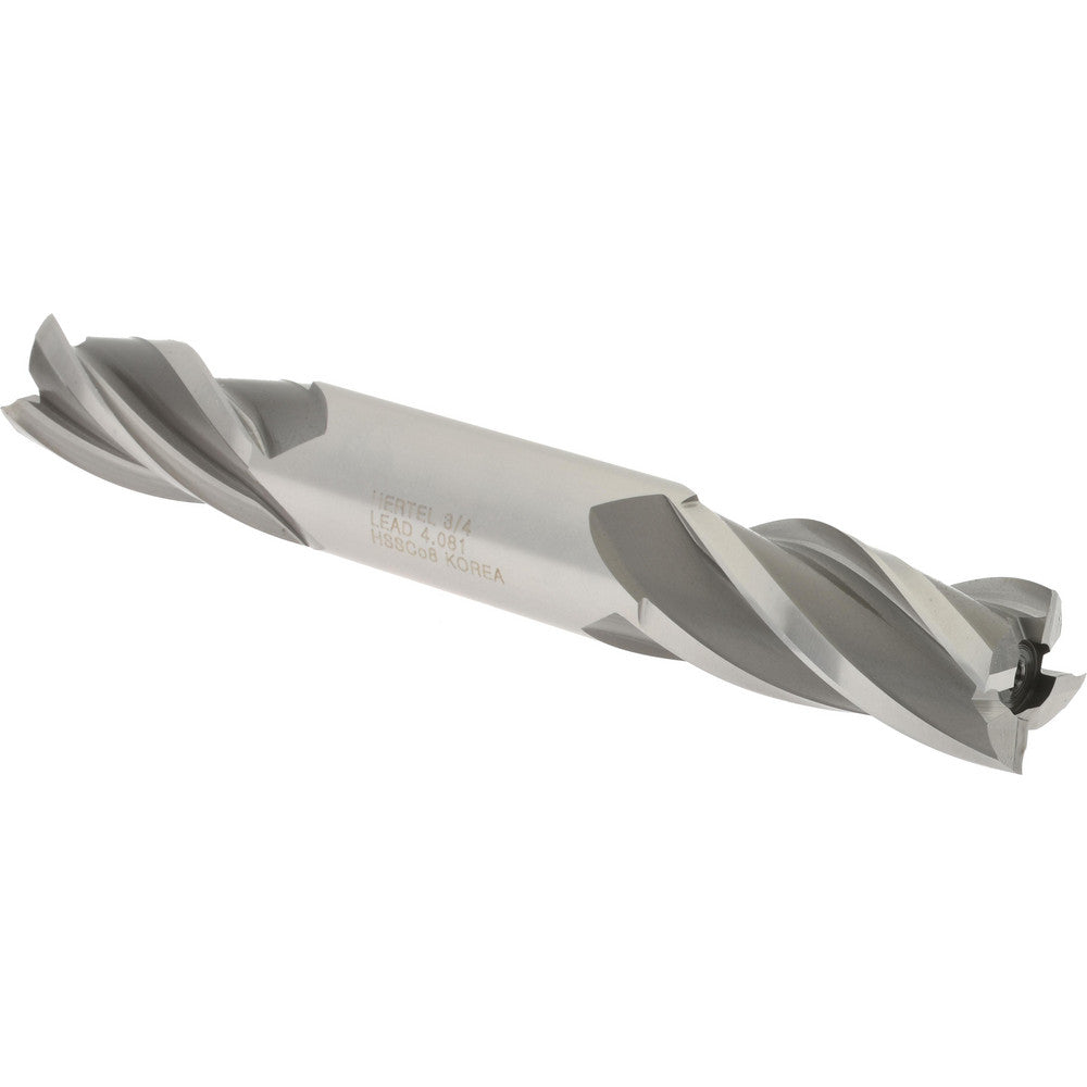 Hertel E2051048 Square End Mill 3/4'' Dia, 1-5/8'' LOC, 3/4'' Shank Dia, 5-5/8'' OAL, 4 Flutes, Cobalt