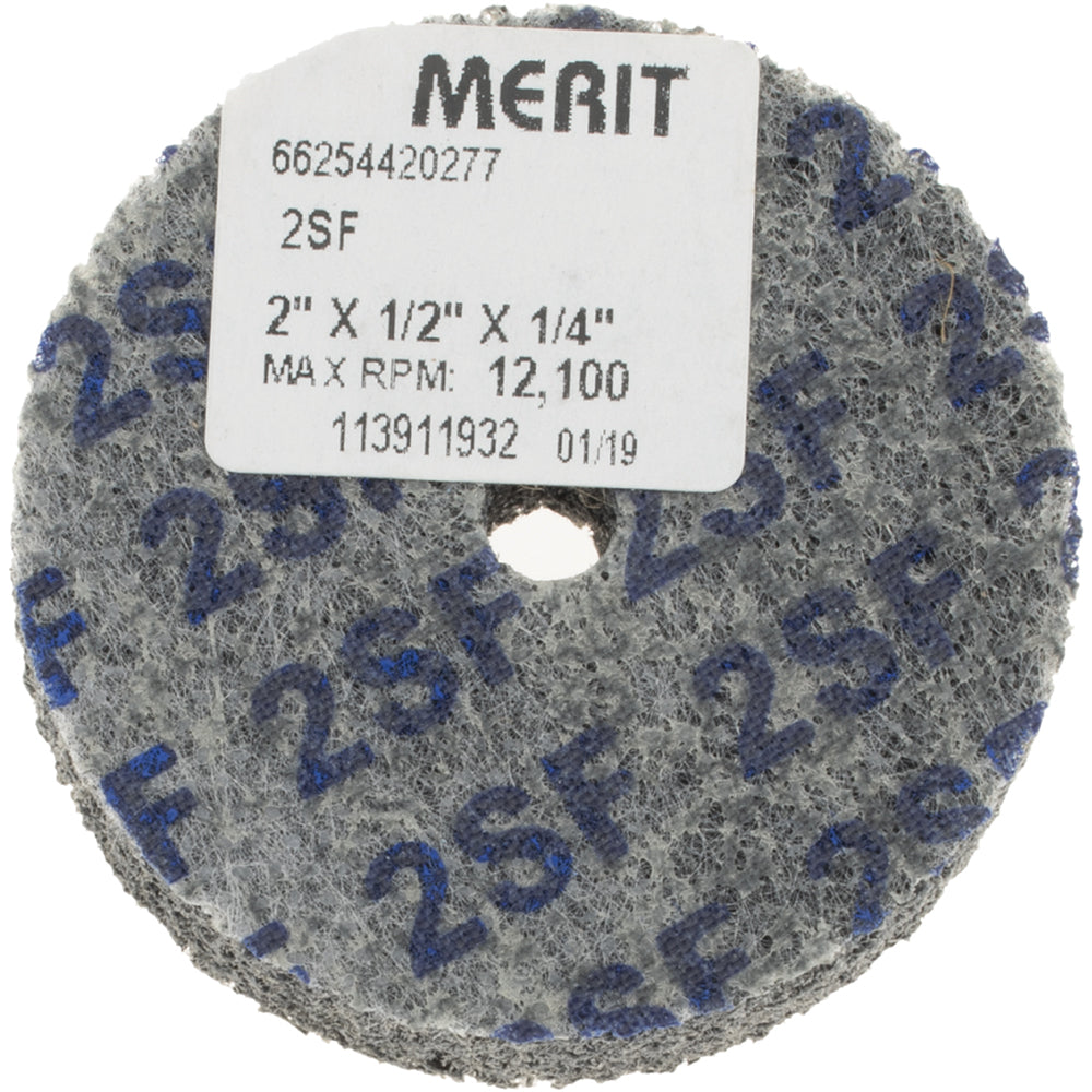 Merit Abrasives 66254420277 Deburring Wheel 2" Dia, 1/2" Face Width, 1/4" Hole, Density 2, Silicon Carbide