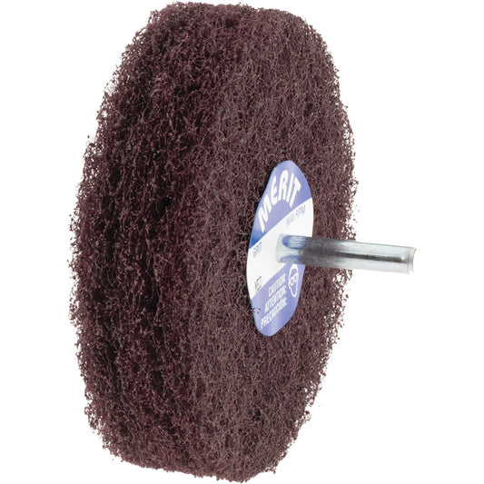 Merit Abrasives 08834131989 Mounted Scrubber Buffing Wheel 4" Dia, 1/4" Shank Dia