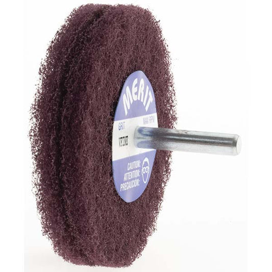 Merit Abrasives 66254420823 Mounted Scrubber Buffing Wheel 3" Dia, 1/4" Shank Dia