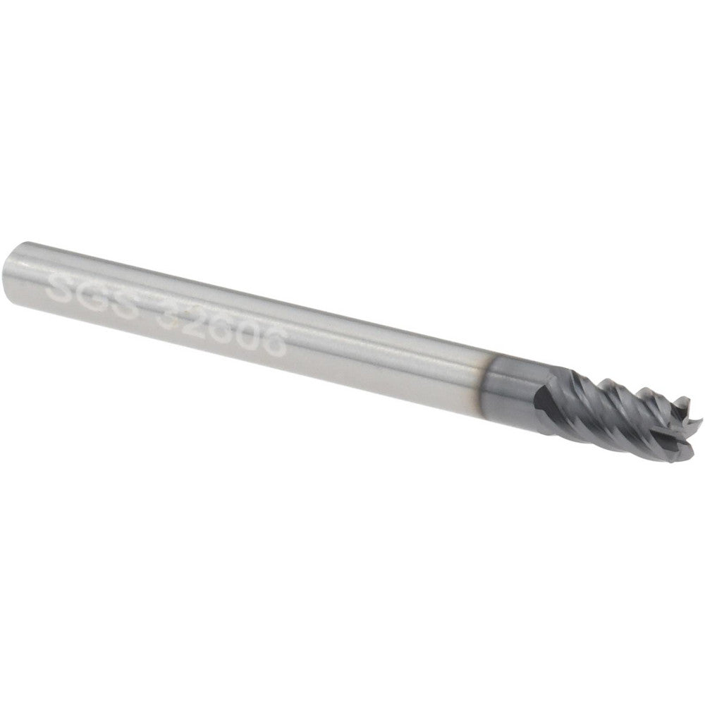 Kyocera SGS Precision Tools 32606 Corner Radius End Mill 1/8" Dia, 1/4" LOC, 0.0100" Radius, 5 Flute, Solid Carbide