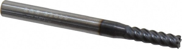 Kyocera SGS Precision Tools 32609 Corner Radius End Mill 0.1563" Dia, 9/16" LOC, 0.01" Radius, 5 Flutes, Solid Carbide
