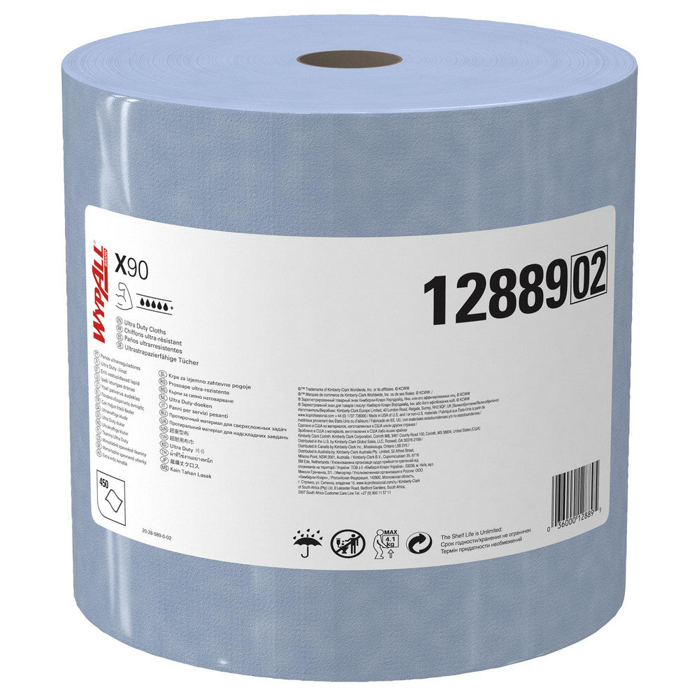 WypAll 12889 PowerClean™ x90 Ultra Duty Cloths (12889), Jumbo Roll, Extended Use Towels, Blue