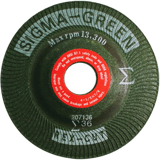 Rex Cut Abrasives 730008 Depressed-Center Wheels Wheel Diameter (Inch) 4-1/2  Wheel Thickness (Inch) 1/8  Hole Size 7/8 (Inch) Wheel Type Type 27  Abrasive Material Aluminum Oxide Zirconium  Grit 46