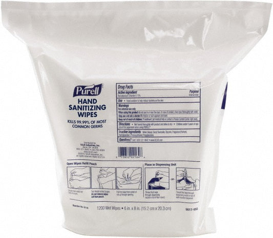 PURELL 9118-02 PURELL Hand Sanitizing Wipes, 1200 Count Refill for PURELL High Capacity Wipes Dispensers, 2/Pack