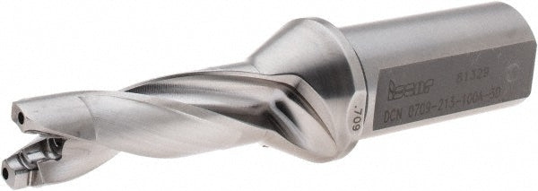 Iscar 3260097 Replaceable-Tip Drill 0.709 to 0.744" Dia, 2.13" Max Depth, 1" Weldon Flat Shank