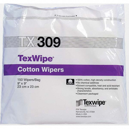 Texwipe TX309 Dry Cotton Cleanroom Wipers, Non-Sterile