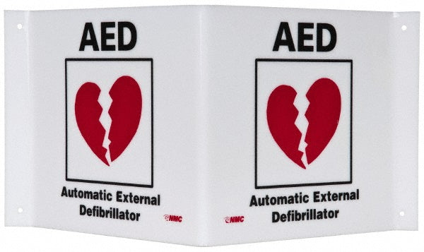 AccuformNMC VS27W First Aid Sign Rectangle, "AED AUTOMATED EXTERNAL DEFIBRILLATOR"