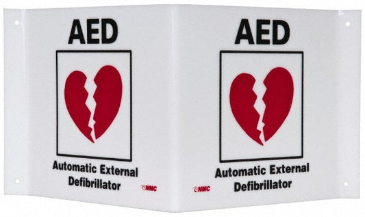 AccuformNMC VS27W First Aid Sign Rectangle, "AED AUTOMATED EXTERNAL DEFIBRILLATOR"