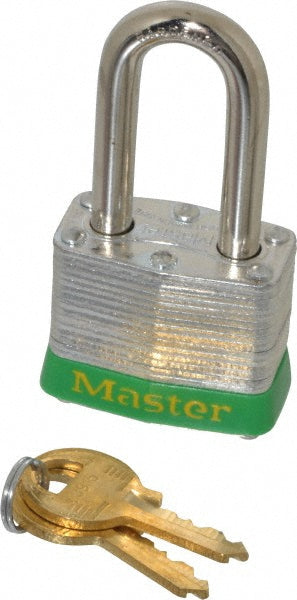 Master Lock 3KALFGRN-0915 Lockout Padlock Keyed Alike, Laminated Steel, Steel Shackle, Green