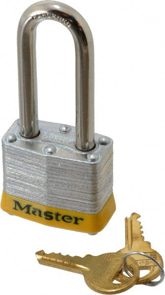 Master Lock 3KALHYLW-3489 Lockout Padlock Keyed Alike, Laminated Steel, 2.0000™ High, Steel Shackle, Yellow