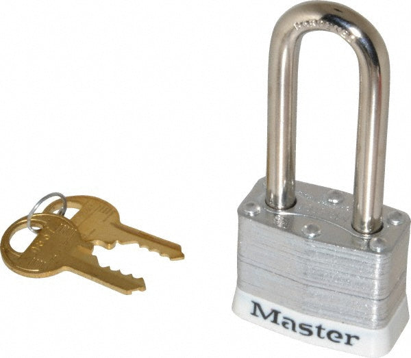 Master Lock 3LHWHT Lockout Padlock Keyed Different, Laminated Steel, 2" High, Steel Shackle, White