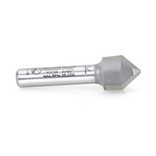 Amana Tool 45704 1/2" Diam, 1/2" LOC, 2 Flute Carbide-Tipped Edge Profile V-Groove Router Bit