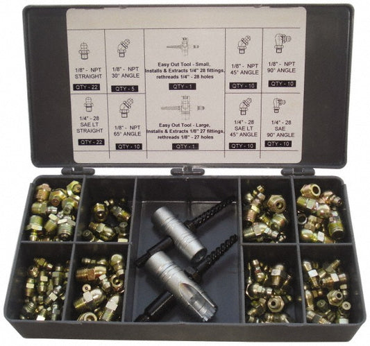 Pro-Lube GFTESOKIT/M-101 101 Piece, Metric, Box Plastic Steel Grease Fitting Set