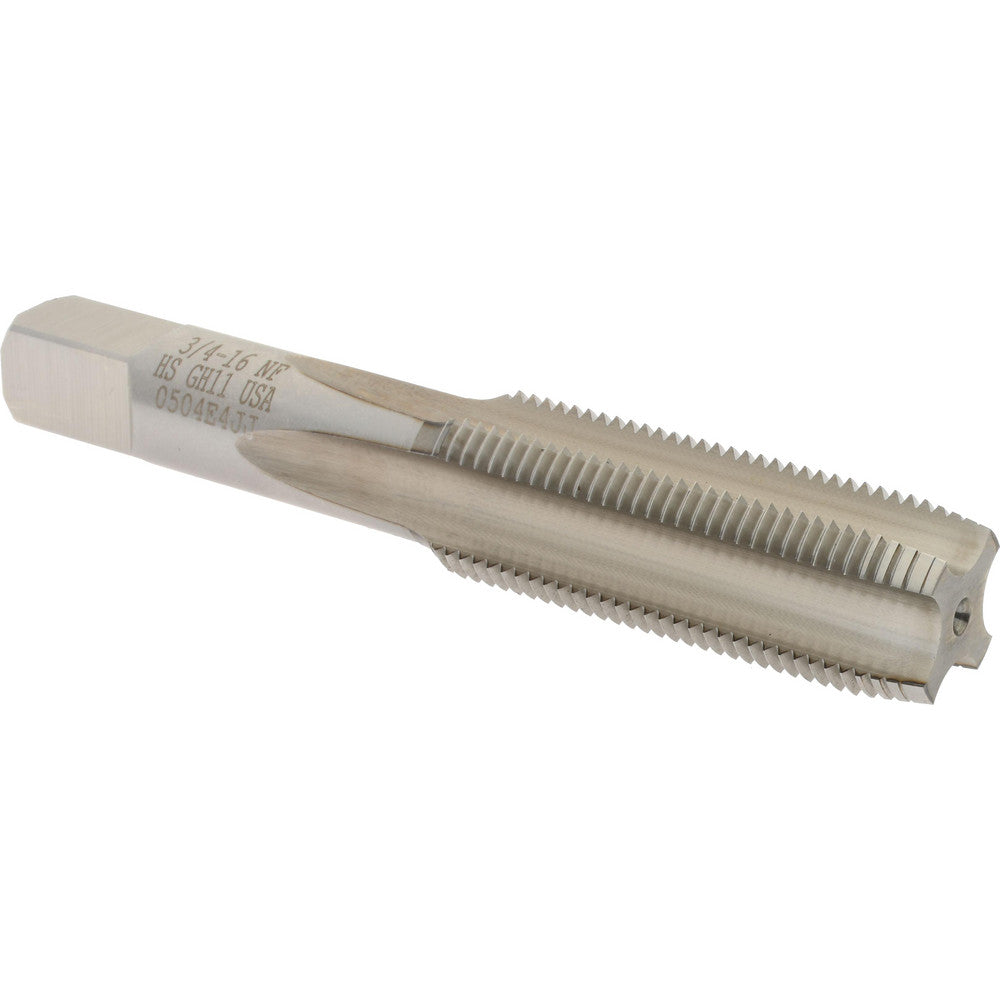 Hertel K014635AS Straight Flute Tap 3/4-16 UNF, 4 Flute, Plug Chamfer, High-Speed Steel, Bright/Uncoated Finish