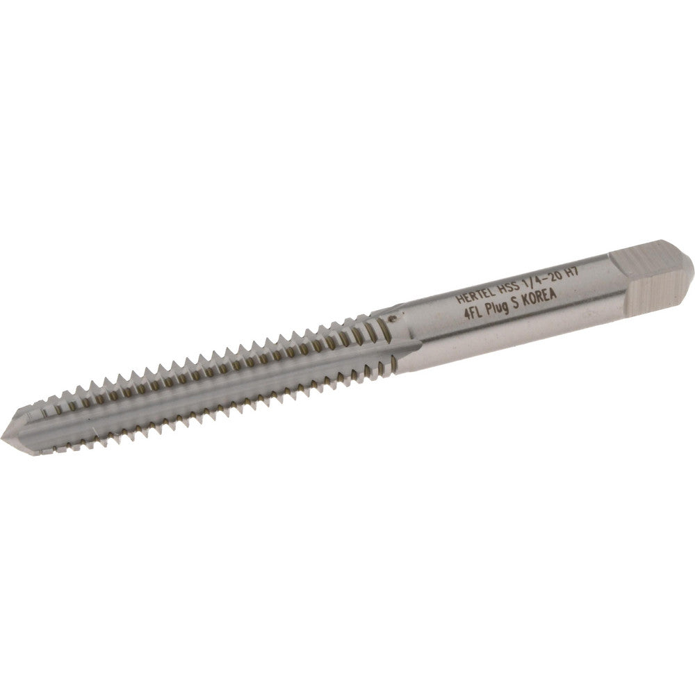 Hertel K011534AS Straight Flute Tap 1/4-20 UNC, 4 Flute, Plug Chamfer, High-Speed Steel, Bright/Uncoated Finish