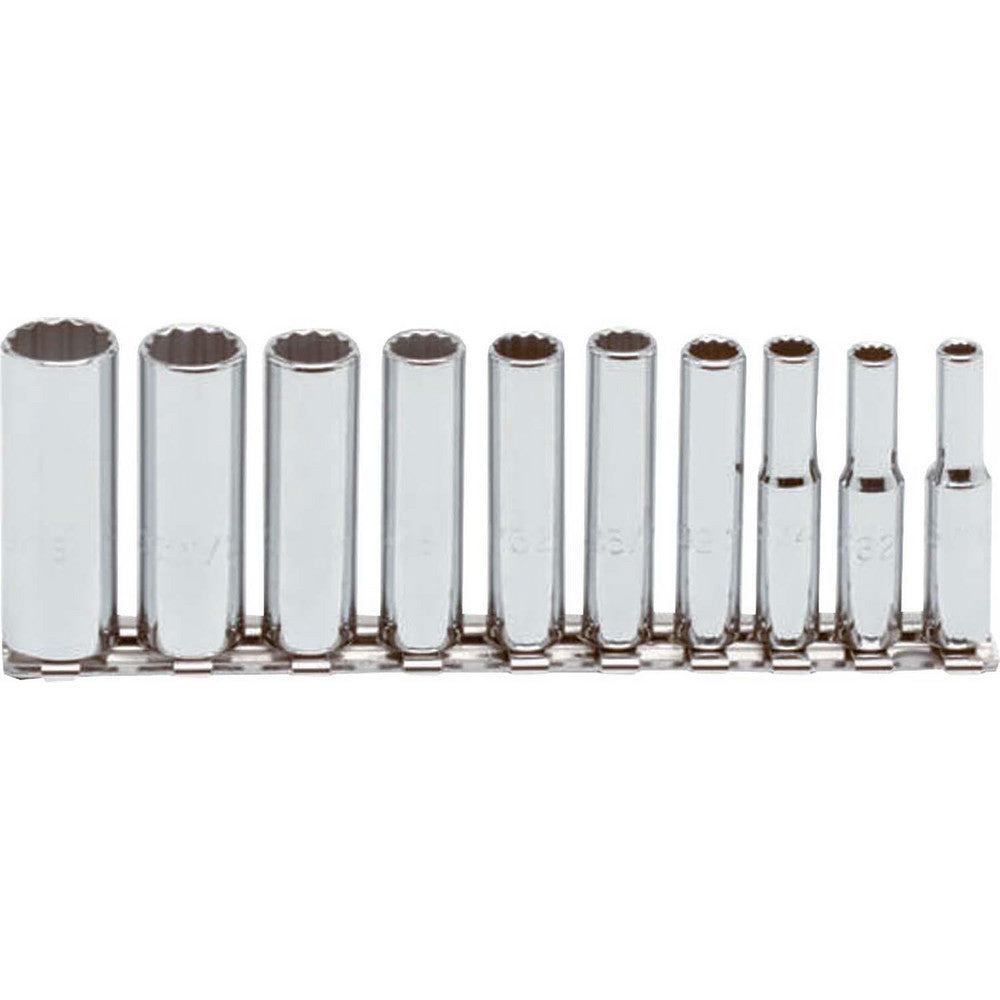 Proto J47100 Deep Socket Set 10 Pc, 1/4" Drive, 3/16 to 9/16" Socket