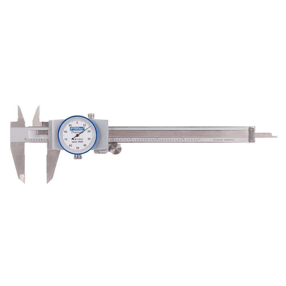 Fowler 52-008-706-0 Dial Caliper 6", 0.001000" Graduation, 0.1" per Revolution, +/-0.0010" Accuracy, Stainless Steel Jaws