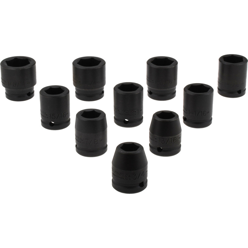 Proto J07500-10 Impact Standard Socket Set 10 Pc, 3/4" Drive, 3/4 to 1-5/16" Socket